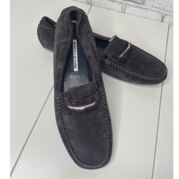 Manolo Blahnik Roadster Suede loafers Size 37 1/2 - Picture 2 of 9